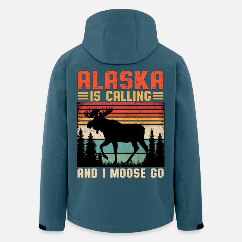 Alaska Ruft: Elch auf Wanderschaft - Recycelte Männer Softshell-Jacke von Stanley/Stella - Dunkles Petrol