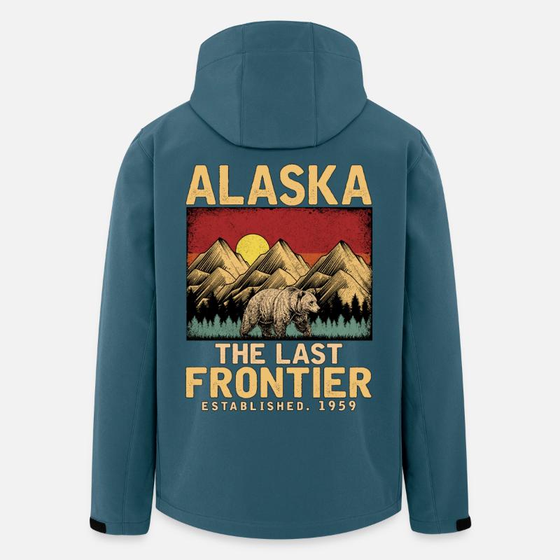 Alaska Gebirgslandschaft mit Bär - Recycelte Männer Softshell-Jacke von Stanley/Stella - Dunkles Petrol