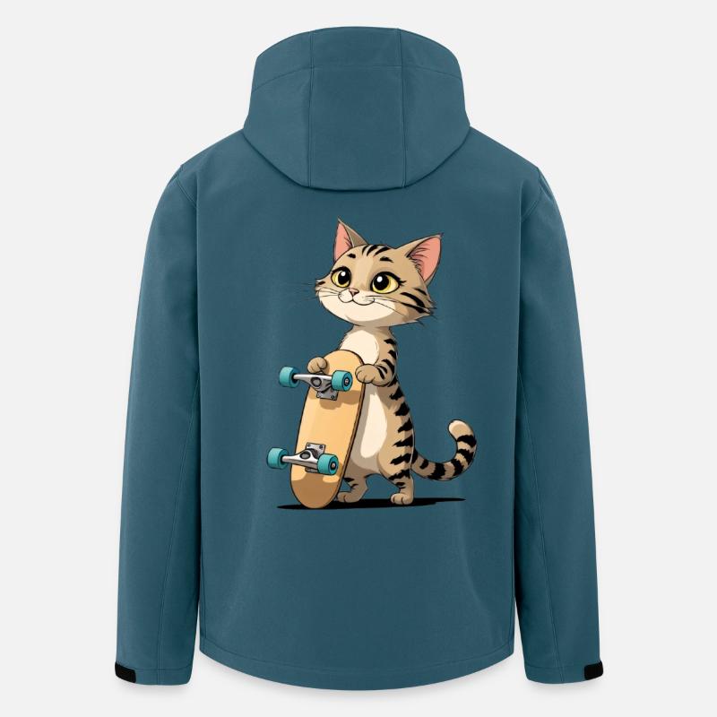 Kätzchen mit Skateboard Illustration - Recycelte Männer Softshell-Jacke von Stanley/Stella - Dunkles Petrol
