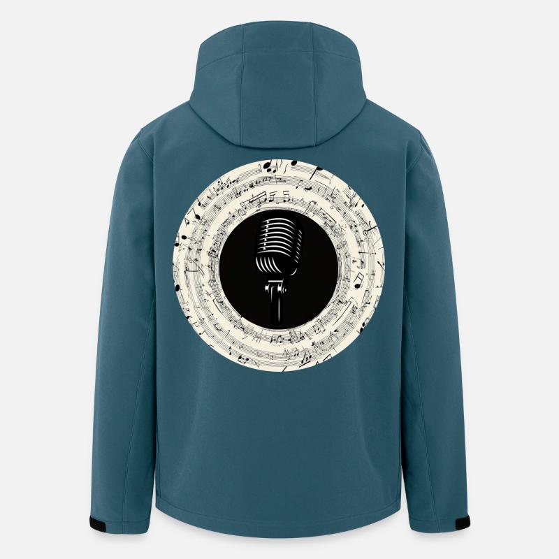 Microphone Musical Notes Art - Veste softshell homme en polyester recyclé Stanley/Stella - bleu pétrole foncé