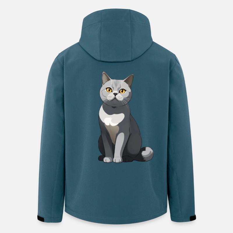 Elegante graue Katze Illustration - Recycelte Männer Softshell-Jacke von Stanley/Stella - Dunkles Petrol