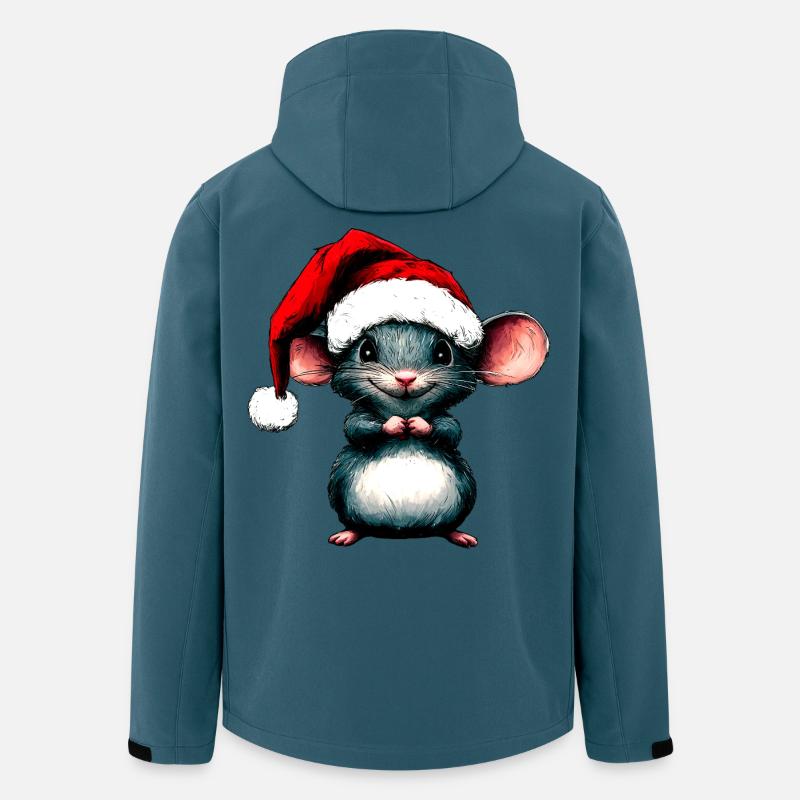 Mäuse Weihnachten / Weihnachtsmann Maus - Recycelte Männer Softshell-Jacke von Stanley/Stella - Dunkles Petrol