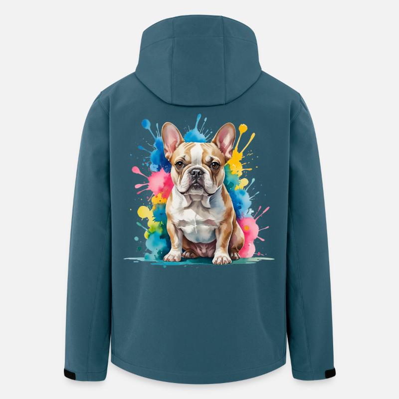 Bouledogue français Aquarelle Splash - Veste softshell homme en polyester recyclé Stanley/Stella - bleu pétrole foncé
