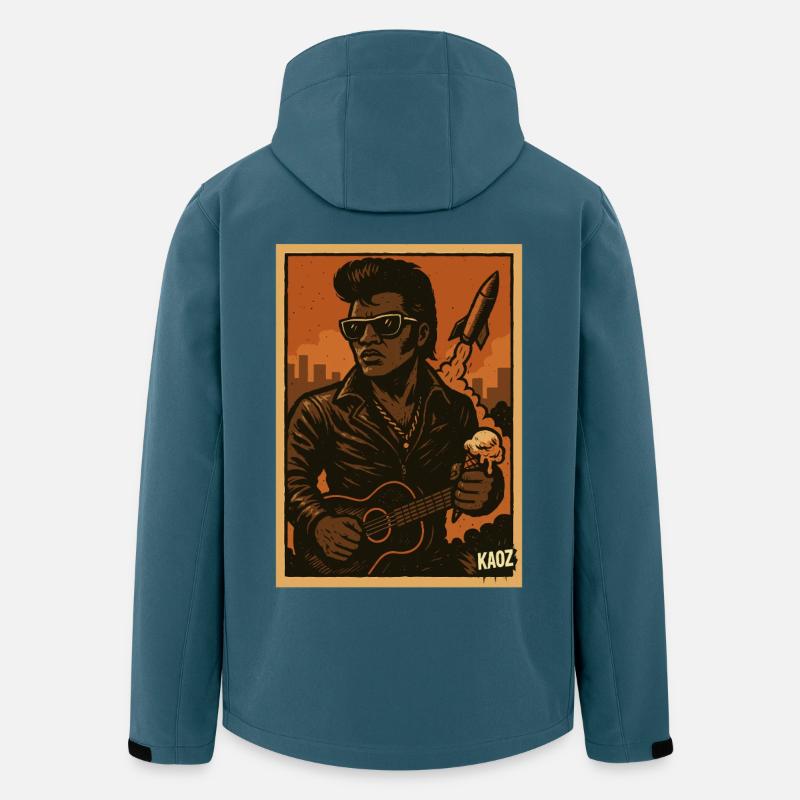 Retro Rockabilly Rebel mit Rakete - Recycelte Männer Softshell-Jacke von Stanley/Stella - Dunkles Petrol