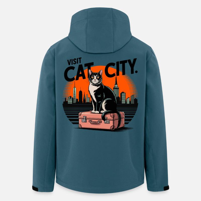 Katze in der Stadt - Recycelte Männer Softshell-Jacke von Stanley/Stella - Dunkles Petrol