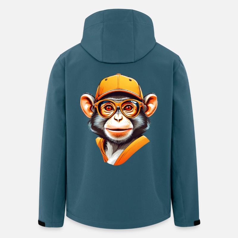 Cool Affe mit Cap und Brille - Recycelte Männer Softshell-Jacke von Stanley/Stella - Dunkles Petrol
