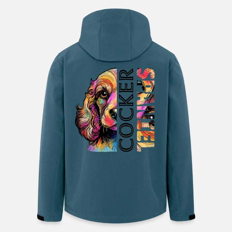 Farbenfroher Cocker Spaniel - Recycelte Männer Softshell-Jacke von Stanley/Stella - Dunkles Petrol