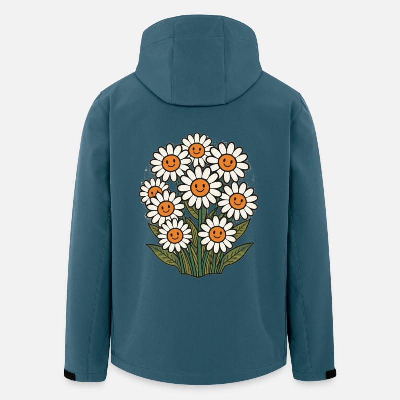 Fröhliche Blumen mit Smileys - Recycelte Männer Softshell-Jacke von Stanley/Stella - Dunkles Petrol