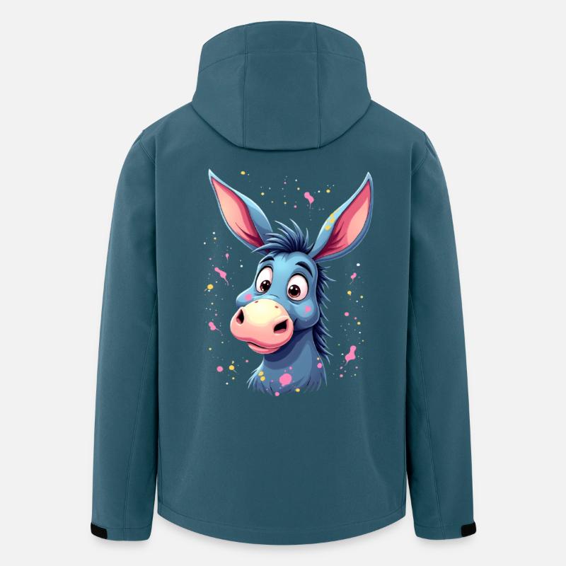 Charmantes Eselfigur mit bunter Spritztechnik - Recycelte Männer Softshell-Jacke von Stanley/Stella - Dunkles Petrol