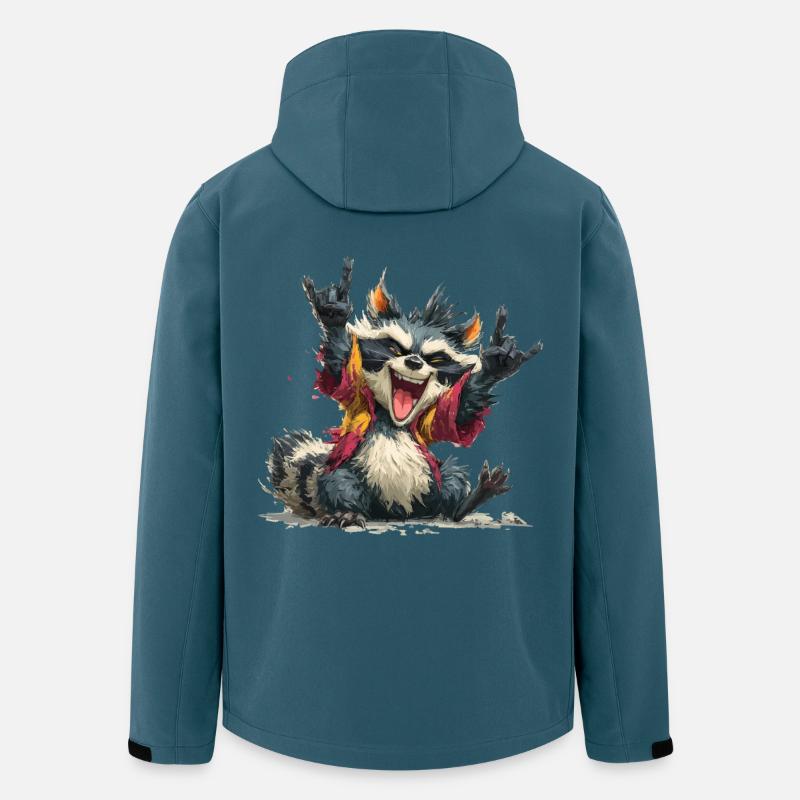 Ausdrucksstarker Waschbär in Punk-Style - Recycelte Männer Softshell-Jacke von Stanley/Stella - Dunkles Petrol
