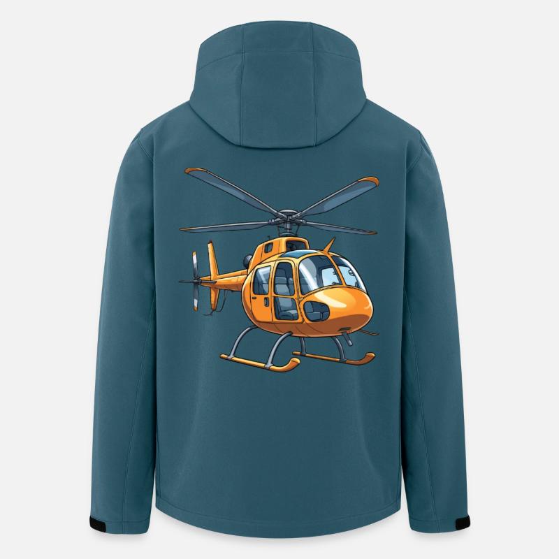 Conception graphique de bande dessinée d'hélicoptère - Veste softshell homme en polyester recyclé Stanley/Stella - bleu pétrole foncé