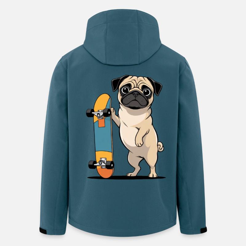 Pug mit Skateboard Illustration - Recycelte Männer Softshell-Jacke von Stanley/Stella - Dunkles Petrol