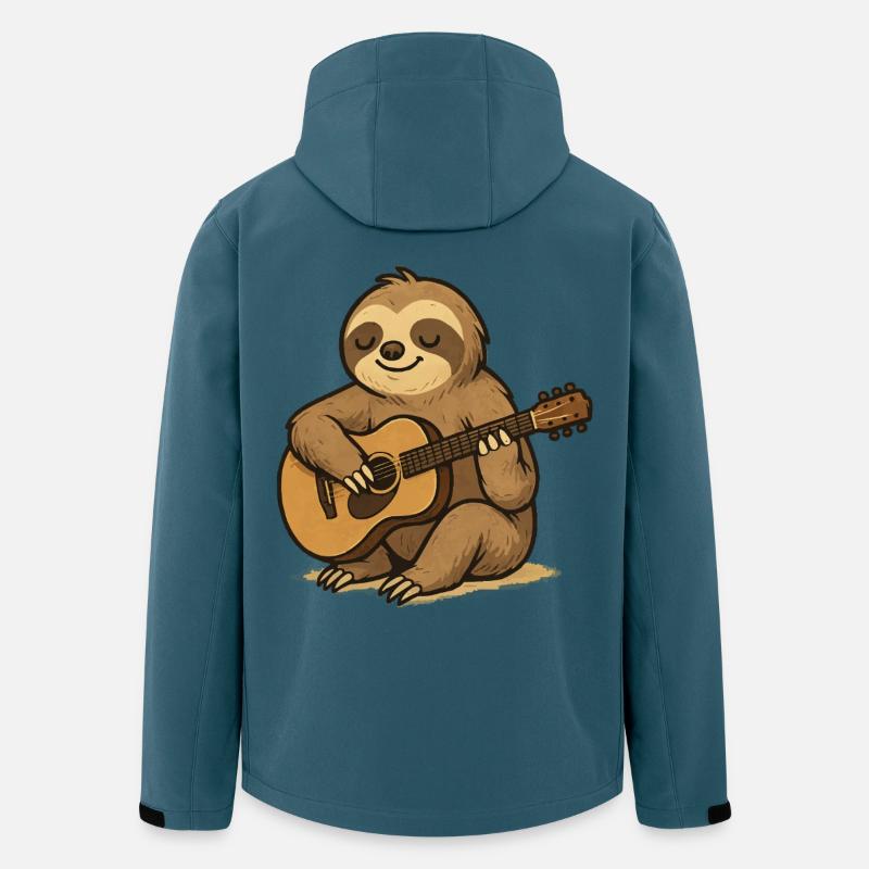 Das entspannte Faultier mit Gitarre - Recycelte Männer Softshell-Jacke von Stanley/Stella - Dunkles Petrol