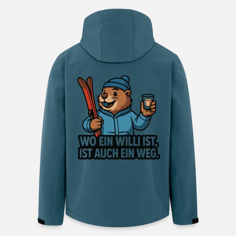 Ski Murmeltier Willi Spruch - Recycelte Männer Softshell-Jacke von Stanley/Stella - Dunkles Petrol