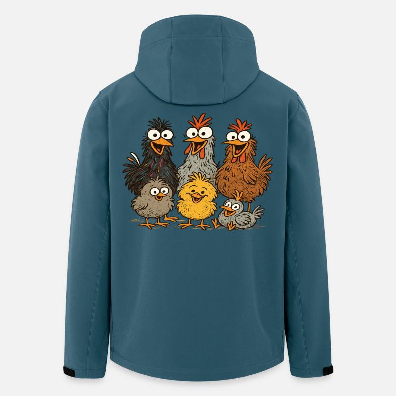Bunte Hühner Cartoon Muster - Recycelte Männer Softshell-Jacke von Stanley/Stella - Dunkles Petrol