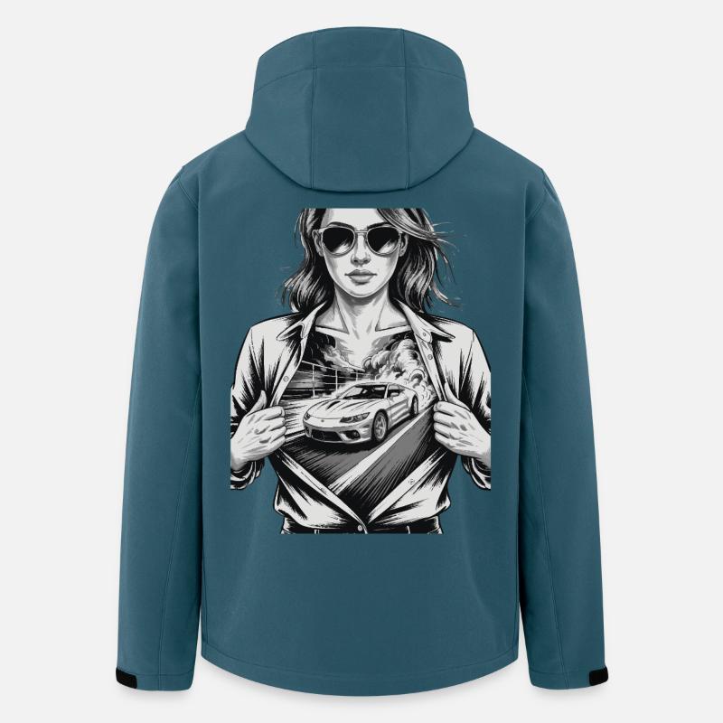 Conception de voiture de course - Veste softshell homme en polyester recyclé Stanley/Stella - bleu pétrole foncé