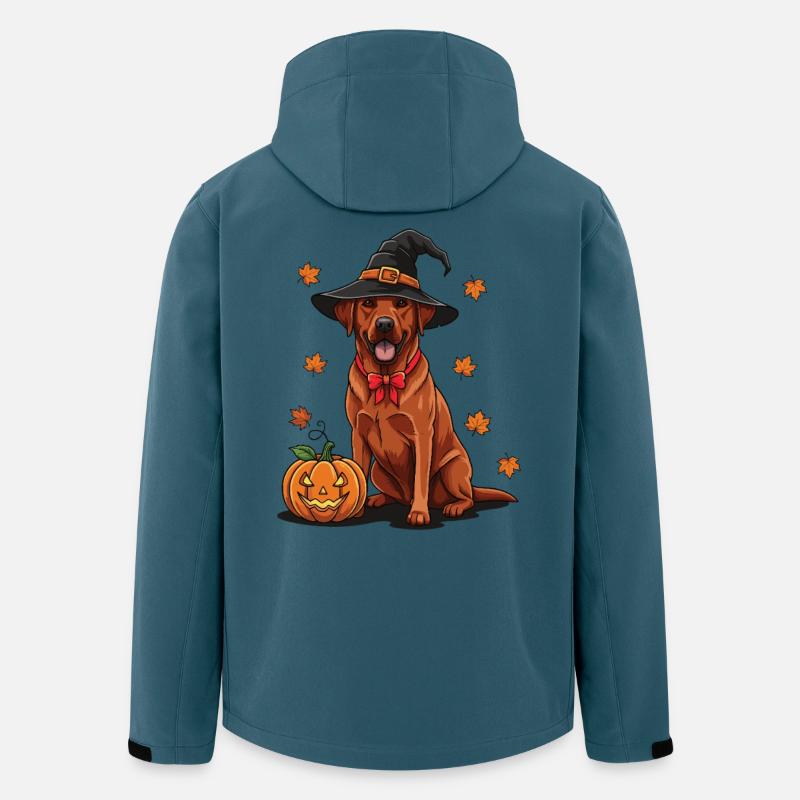 Halloween- Labrador  mit Hexenhut - Recycelte Männer Softshell-Jacke von Stanley/Stella - Dunkles Petrol