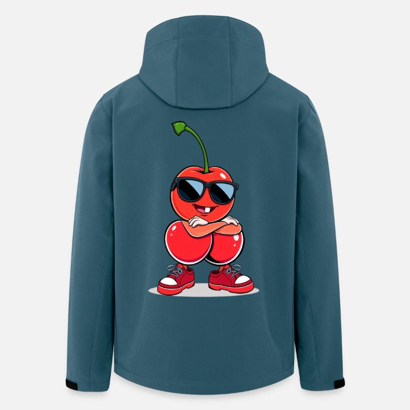 Lustiger Kirschen-Charakter mit Sonnenbrille - Recycelte Männer Softshell-Jacke von Stanley/Stella - Dunkles Petrol