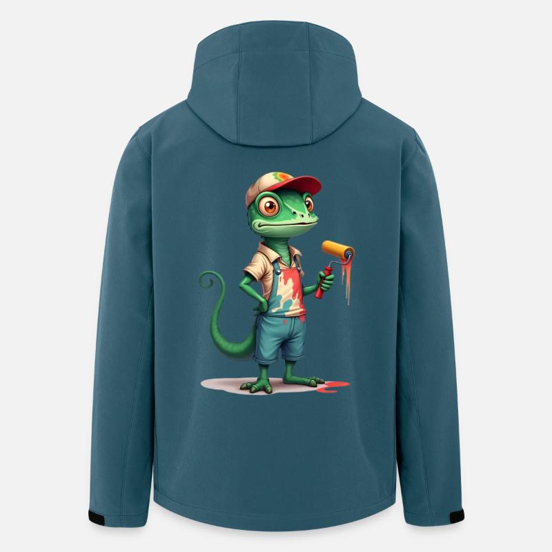 Chameleon painter cartoon with paint roller - Men’s Recycled Softshell Jacket by Stanley/Stella - stargazer