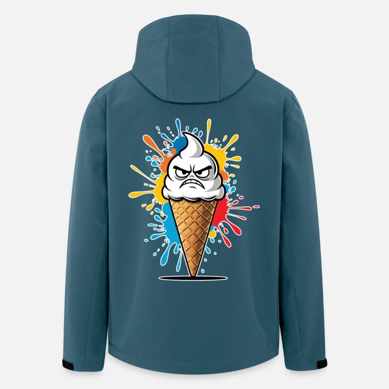 Ausdrucksstarkes Eisdielen-Motiv - Recycelte Männer Softshell-Jacke von Stanley/Stella - Dunkles Petrol