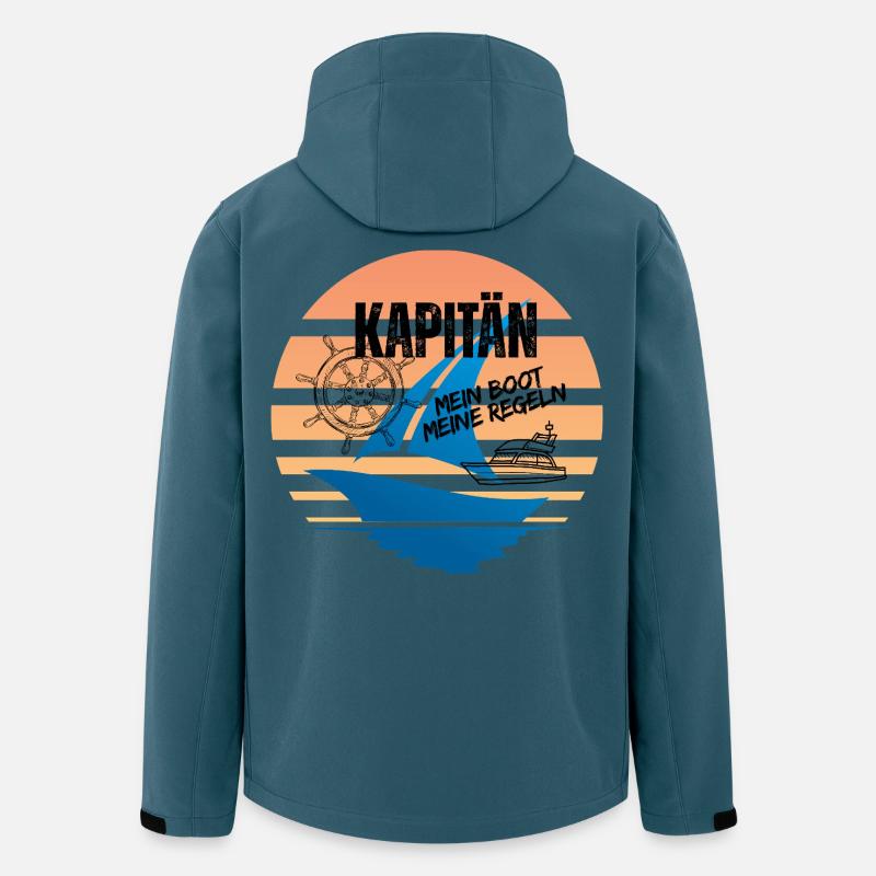 Seefahrer Motiv mit Kompass und Segelboot - Recycelte Männer Softshell-Jacke von Stanley/Stella - Dunkles Petrol