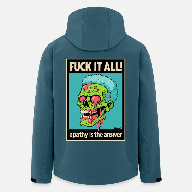 Crâne de zombie avec déclaration audacieuse - Veste softshell homme en polyester recyclé Stanley/Stella - bleu pétrole foncé