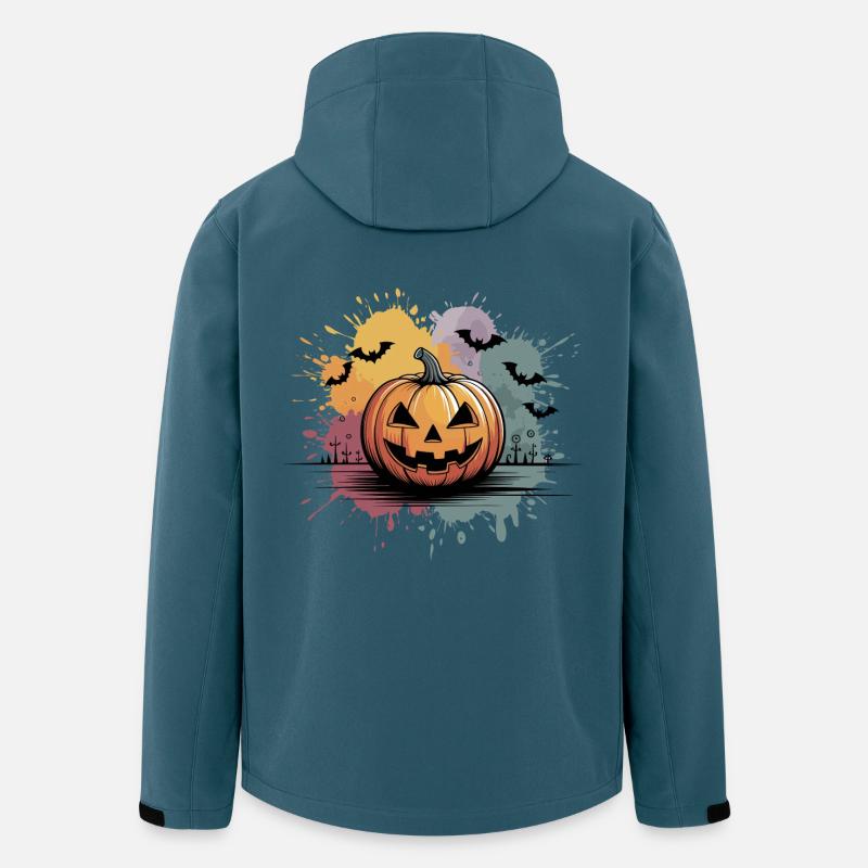 Halloween Kürbislaterne mit Gesichtsdesign - Recycelte Männer Softshell-Jacke von Stanley/Stella - Dunkles Petrol