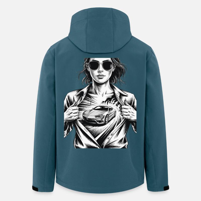 Conception de voiture de course - Veste softshell homme en polyester recyclé Stanley/Stella - bleu pétrole foncé