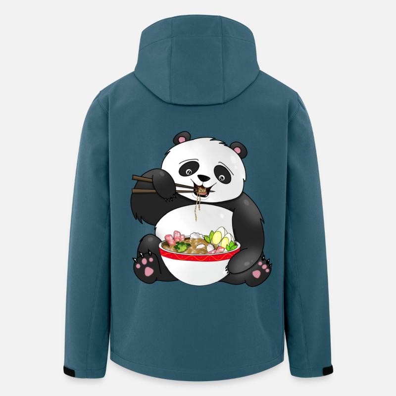 Panda mignon mangeant des nouilles - Veste softshell homme en polyester recyclé Stanley/Stella - bleu pétrole foncé