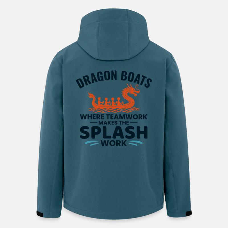 Équipage de course de bateaux-dragons - Veste softshell homme en polyester recyclé Stanley/Stella - bleu pétrole foncé