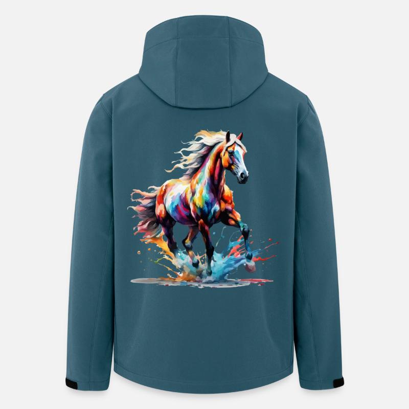 Buntes Haflinger Pferd Kunst Design - Recycelte Männer Softshell-Jacke von Stanley/Stella - Dunkles Petrol