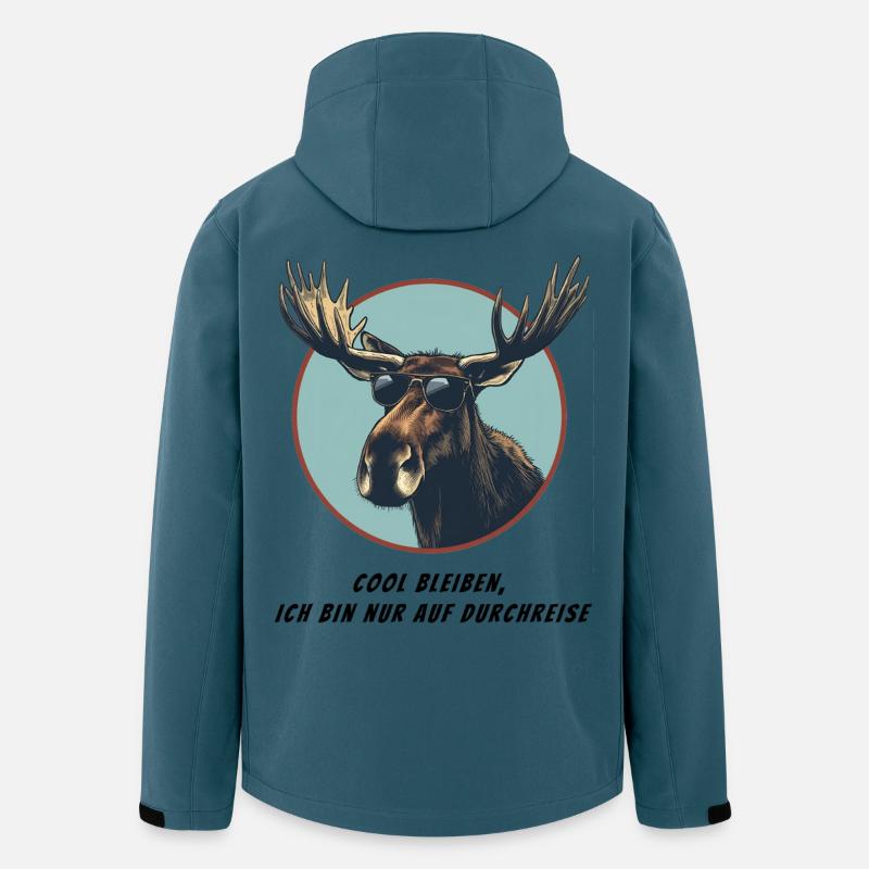 Elch Emil - nur auf Durchreise - Recycelte Männer Softshell-Jacke von Stanley/Stella - Dunkles Petrol