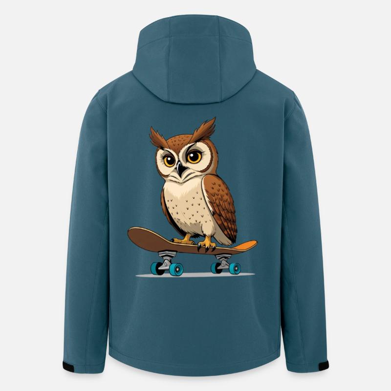 Eule auf Skateboard im Comic-Stil - Recycelte Männer Softshell-Jacke von Stanley/Stella - Dunkles Petrol