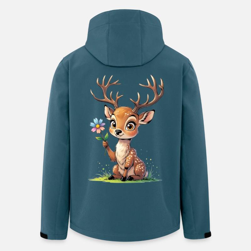 Niedlicher Rehkitz mit Blume - Recycelte Männer Softshell-Jacke von Stanley/Stella - Dunkles Petrol