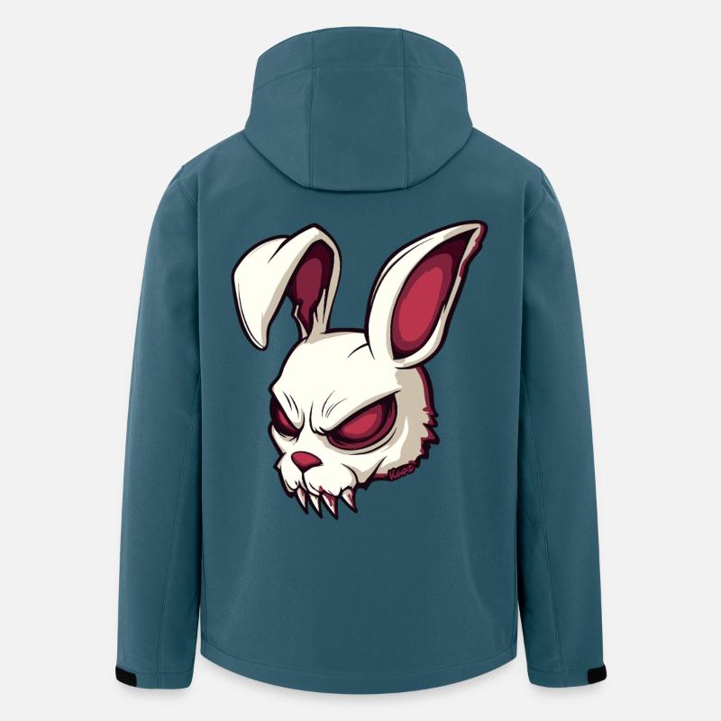 Illustration de crâne de lapin maléfique - Veste softshell homme en polyester recyclé Stanley/Stella - bleu pétrole foncé