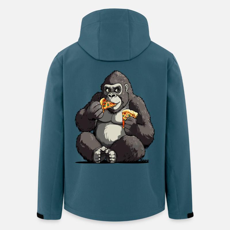 Gorilla genießt Pizza Illustration - Recycelte Männer Softshell-Jacke von Stanley/Stella - Dunkles Petrol
