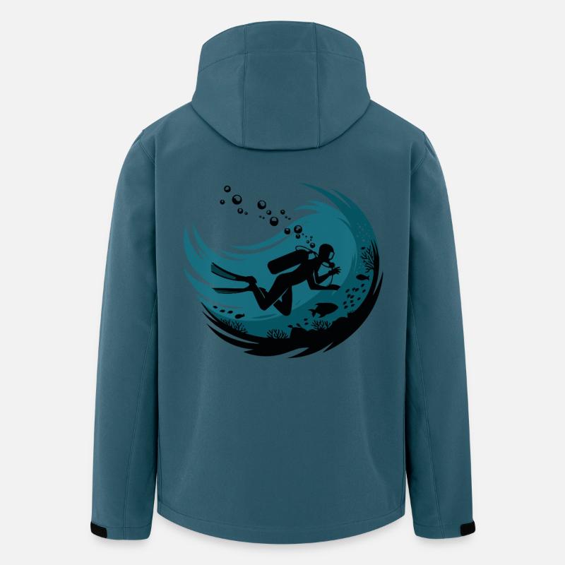 Tiefe Tauchgänge Unterwassermotivation - Recycelte Männer Softshell-Jacke von Stanley/Stella - Dunkles Petrol