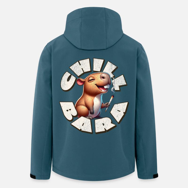 Capybara Chill Bara - Recycelte Männer Softshell-Jacke Discoverer von Stanley/Stella - Dunkles Petrol