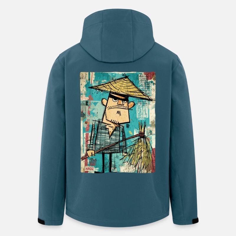 Graffiti Samouraï avec Balai - Veste softshell homme en polyester recyclé Stanley/Stella - bleu pétrole foncé