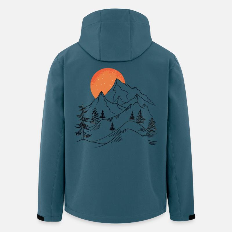 Nächtliche Berglandschaft mit Sonnenuntergang - Recycelte Männer Softshell-Jacke von Stanley/Stella - Dunkles Petrol