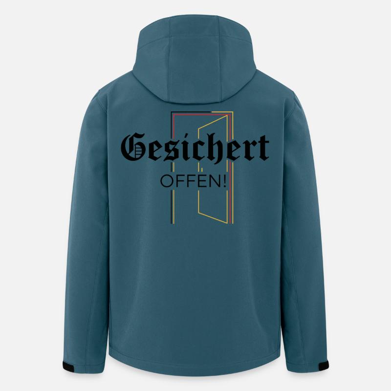 Gesichert Offen! Statement  - Recycelte Männer Softshell-Jacke von Stanley/Stella - Dunkles Petrol