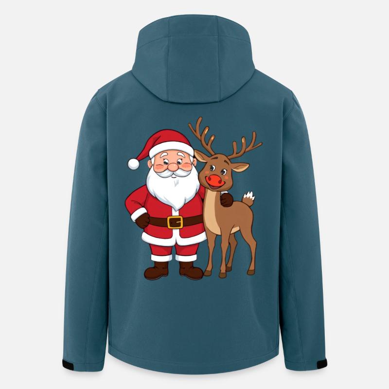 Festlicher Weihnachtsmann mit Rentier - Recycelte Männer Softshell-Jacke von Stanley/Stella - Dunkles Petrol