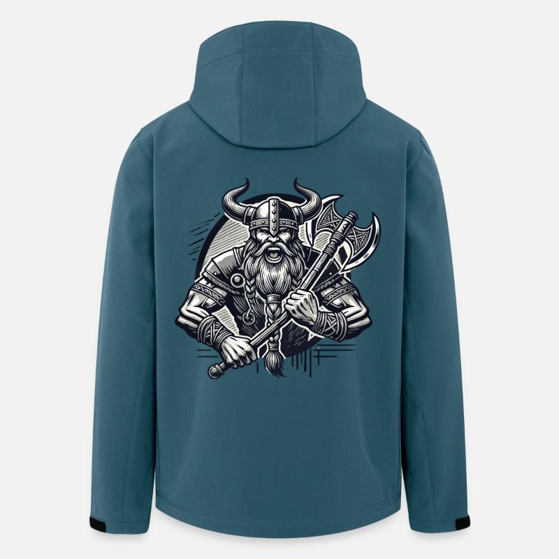 Krieger mit Axt und Hornhelm - Recycelte Männer Softshell-Jacke von Stanley/Stella - Dunkles Petrol