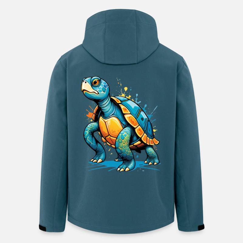 Farbige Schildkröte Illustration mit Spritzern - Recycelte Männer Softshell-Jacke von Stanley/Stella - Dunkles Petrol