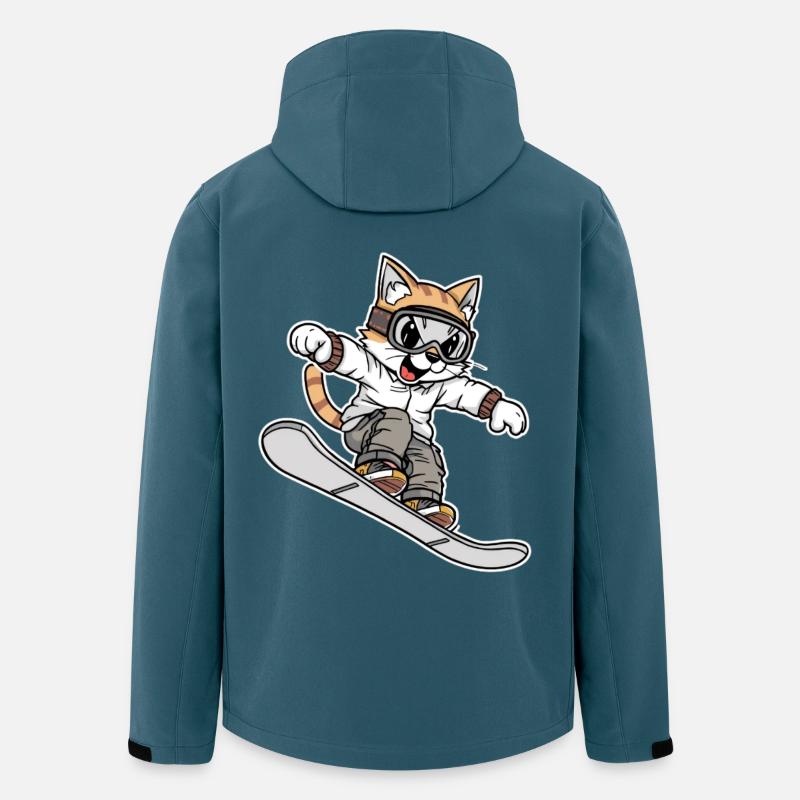 Cooles Schneeboard-Katzen-Design - Recycelte Männer Softshell-Jacke von Stanley/Stella - Dunkles Petrol