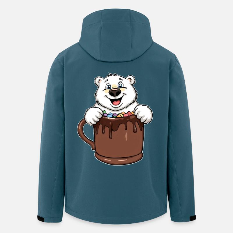 Verspielter Polarbär mit Schokoladentasse - Recycelte Männer Softshell-Jacke von Stanley/Stella - Dunkles Petrol
