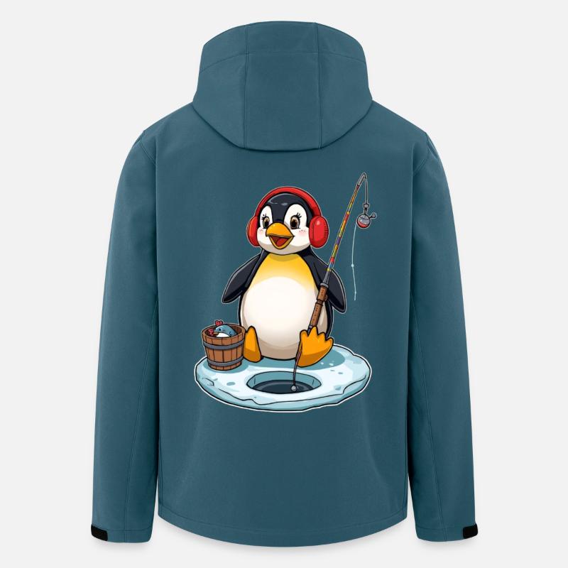 Eisfischer Pinguin mit Ohrenwärmer - Recycelte Männer Softshell-Jacke von Stanley/Stella - Dunkles Petrol