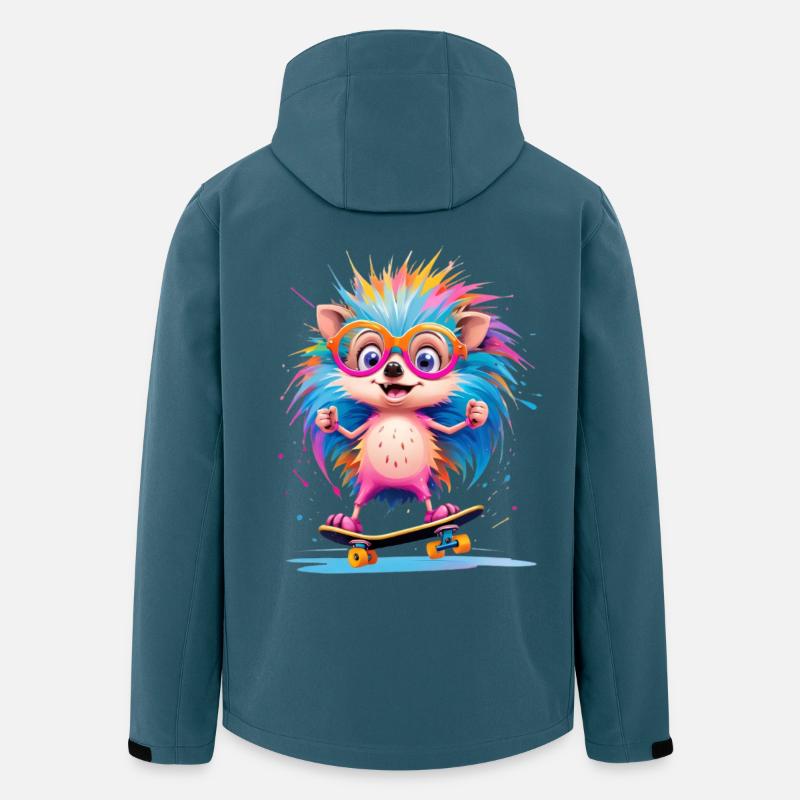 Kunterbunter Skate Hedgehog - Recycelte Männer Softshell-Jacke von Stanley/Stella - Dunkles Petrol
