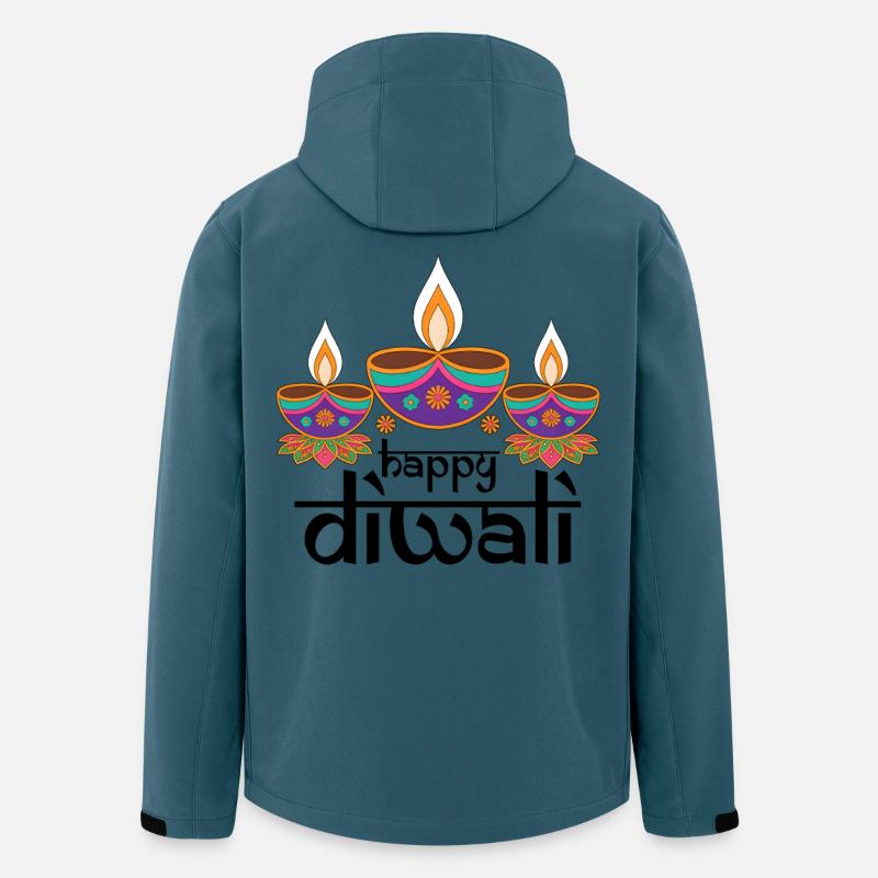 Drei bunte Diyas Festmuster - Recycelte Männer Softshell-Jacke von Stanley/Stella - Dunkles Petrol