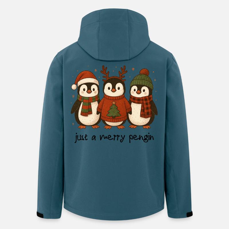 Frohe Pinguin-Weihnachten - Recycelte Männer Softshell-Jacke von Stanley/Stella - Dunkles Petrol